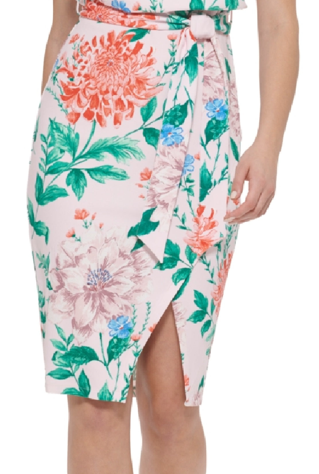 Kensie Women's Floral Print Tie Waist Sheath Dress Pink Size 16