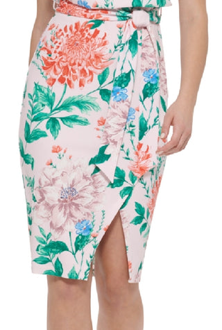 Kensie Women's Floral Print Tie Waist Sheath Dress Pink Size 16