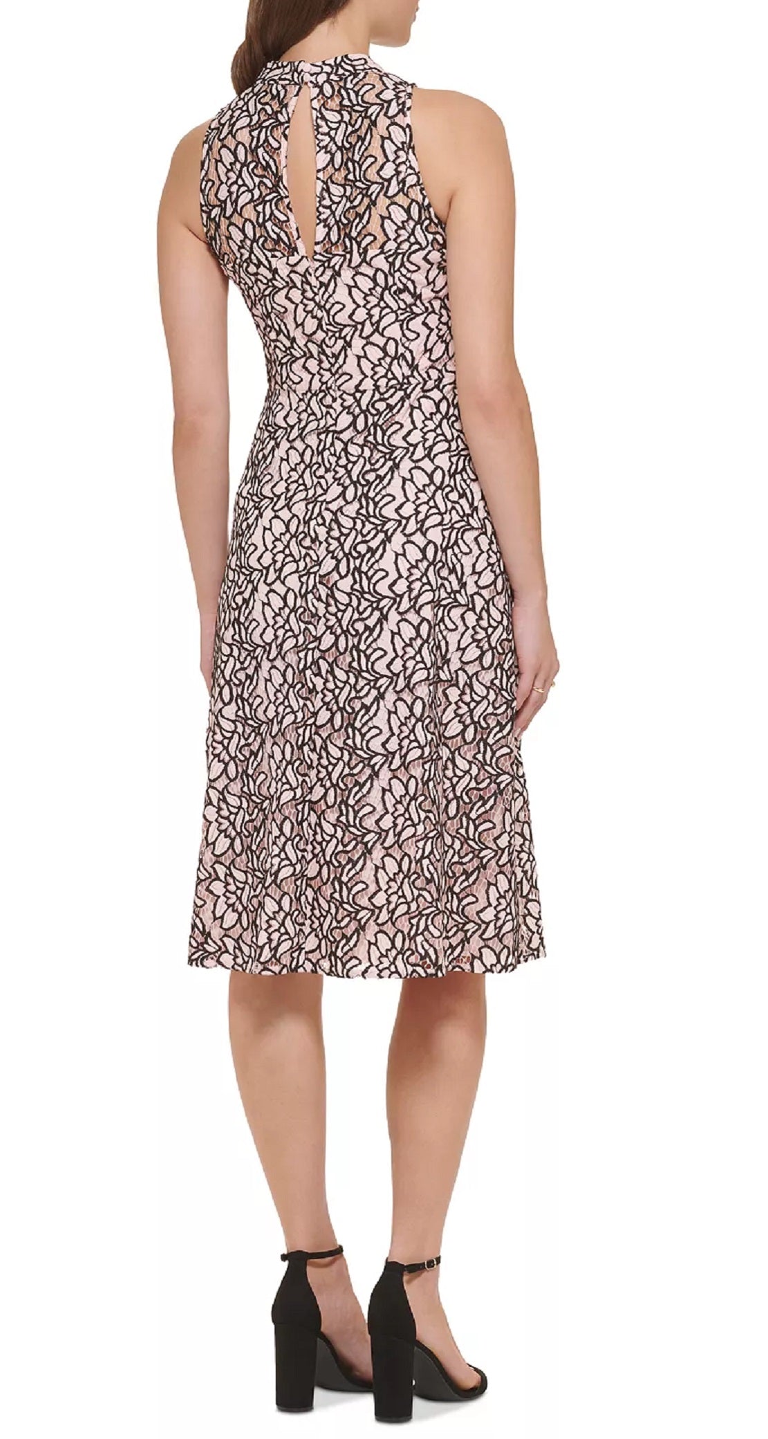 Kensie Women's Lace Mock Neck Sleeveless Fit & Flare Dress Pink Size 2