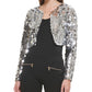 Kensie Women's Sequined Bolero Gray Size Large