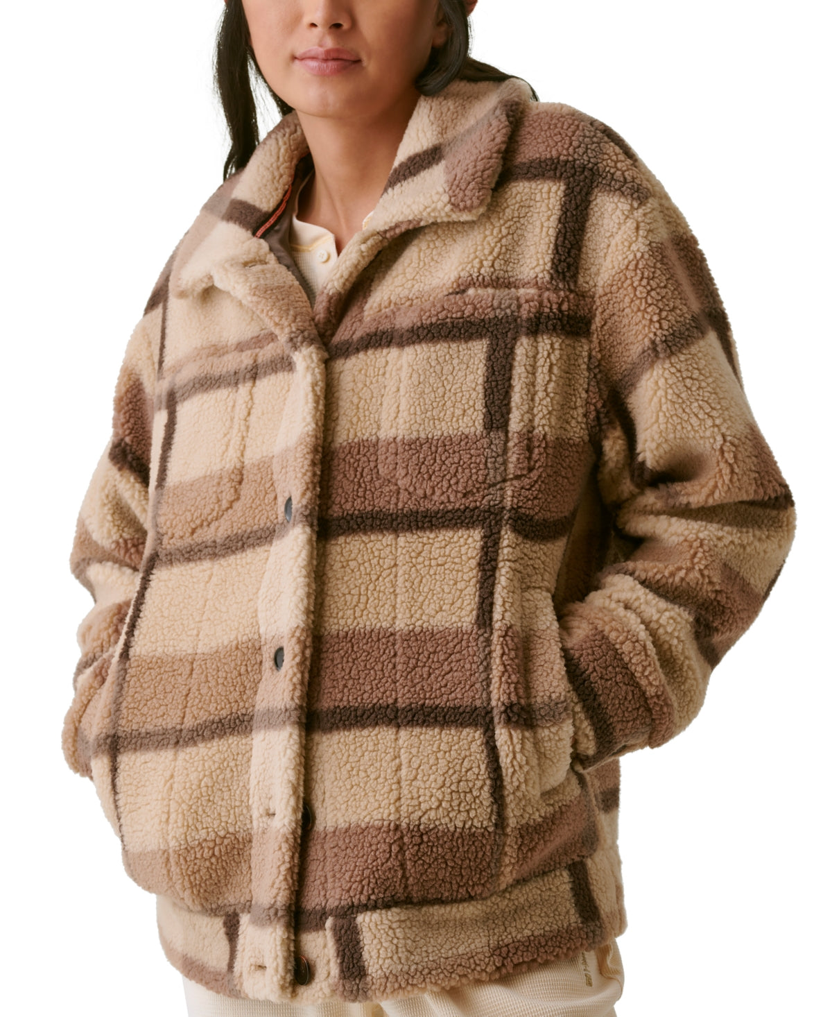 Bass Outdoor Women's Plaid Button Up Boyfriend Shacket Brown Size Medium