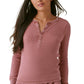 Bass Outdoor Women's Warm Button Front Waffle Knit Henley Top Pink