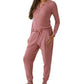 Bass Outdoor Women's Warm Button Front Waffle Knit Henley Top Pink