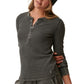 Bass Outdoor Women's Warm Button Front Waffle Knit Henley Top Green