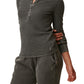 Bass Outdoor Women's Warm Button Front Waffle Knit Henley Top Green