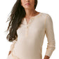 Bass Outdoor Women's Warm Button Front Waffle Knit Henley Top Beige