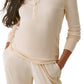 Bass Outdoor Women's Warm Button Front Waffle Knit Henley Top White Size Small