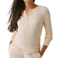 Bass Outdoor Women's Warm Button Front Waffle Knit Henley Top White Size Small