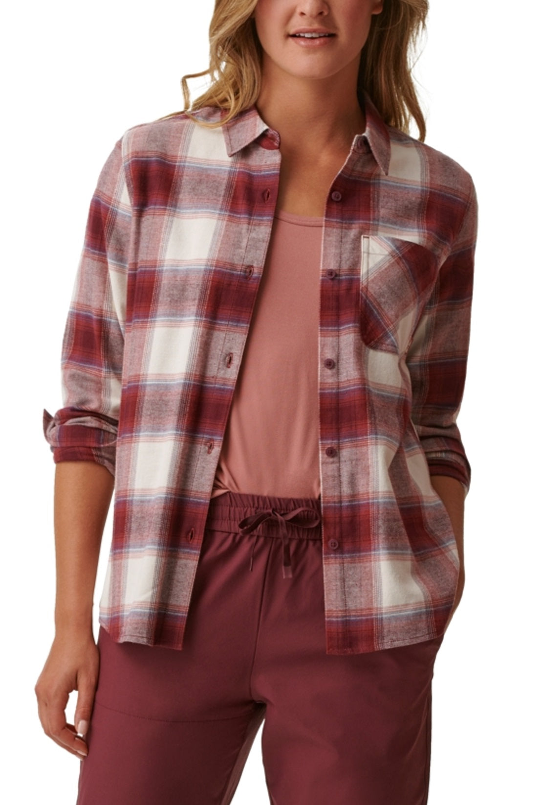 Bass Outdoor Women's Expedition Stretch Flannel Shirt Purple Size X-Large