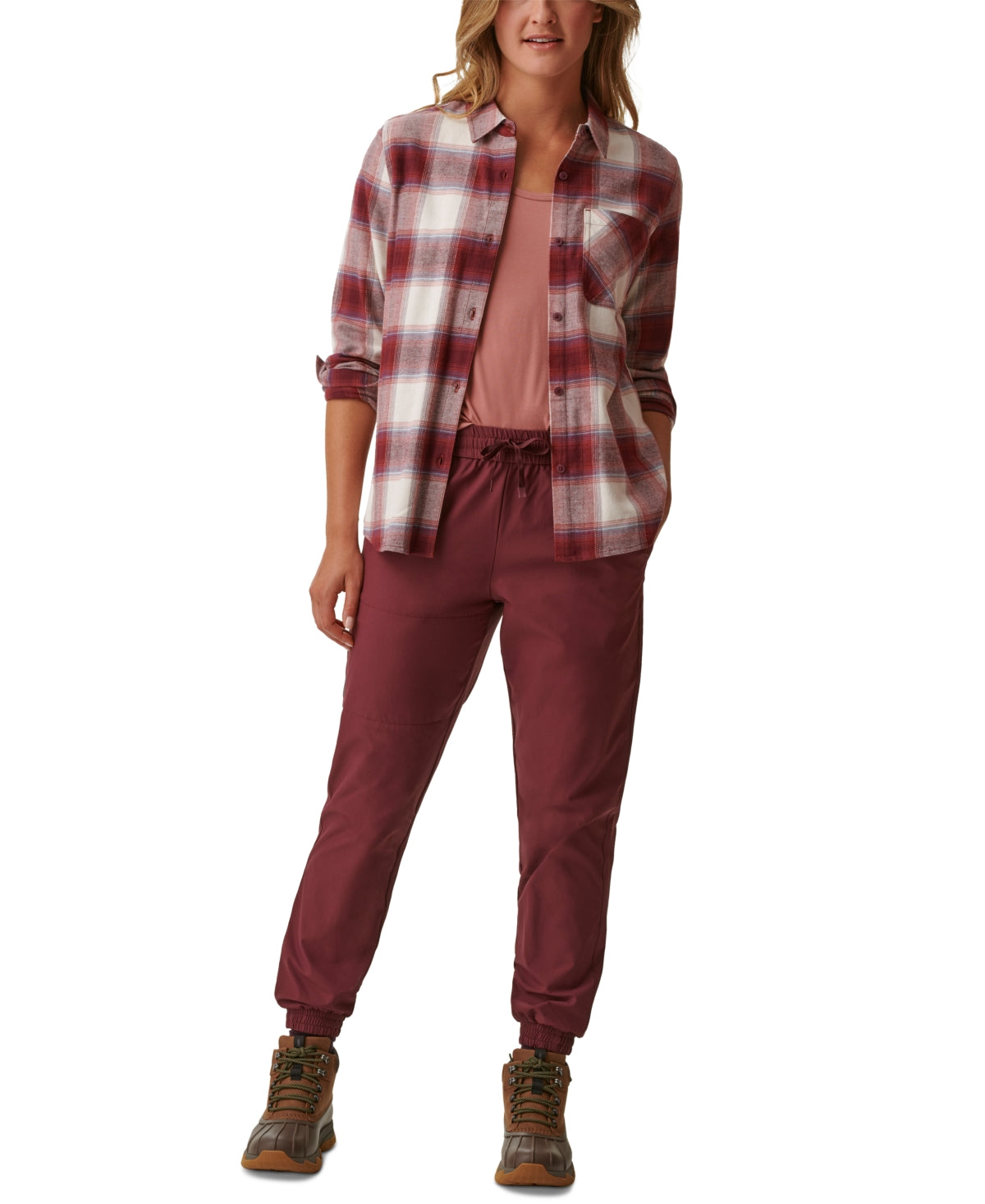 Bass Outdoor Women's Expedition Stretch Flannel Shirt Purple Size X-Large