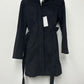 Cole Haan Women's Belted Faux-Fur-Trim Hooded Coat Black Size 12