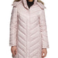 Kenneth Cole Women's Faux Fur Trim Hooded Puffer Coat Pink Size Large