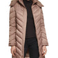 Kenneth Cole Women's Faux Fur Trim Hooded Puffer Coat Brown Size Large