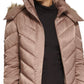 Kenneth Cole Women's Faux Fur Trim Hooded Puffer Coat Brown Size Large