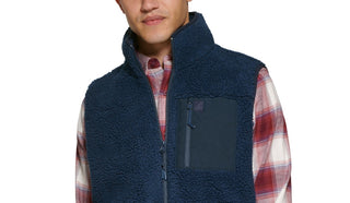 Bass Outdoor Men's Faux Fur Warm Outerwear Vest Blue Size XX-Large
