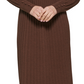 Kensie Women's Pintuck Long Sleeve Sweater Knit Dress Brown Size Medium