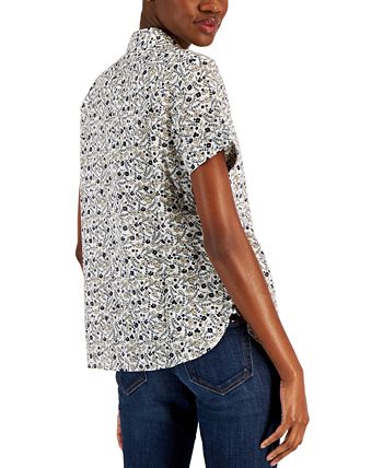 Tommy Hilfiger Women's Cotton Button Front Shirt White Size Small