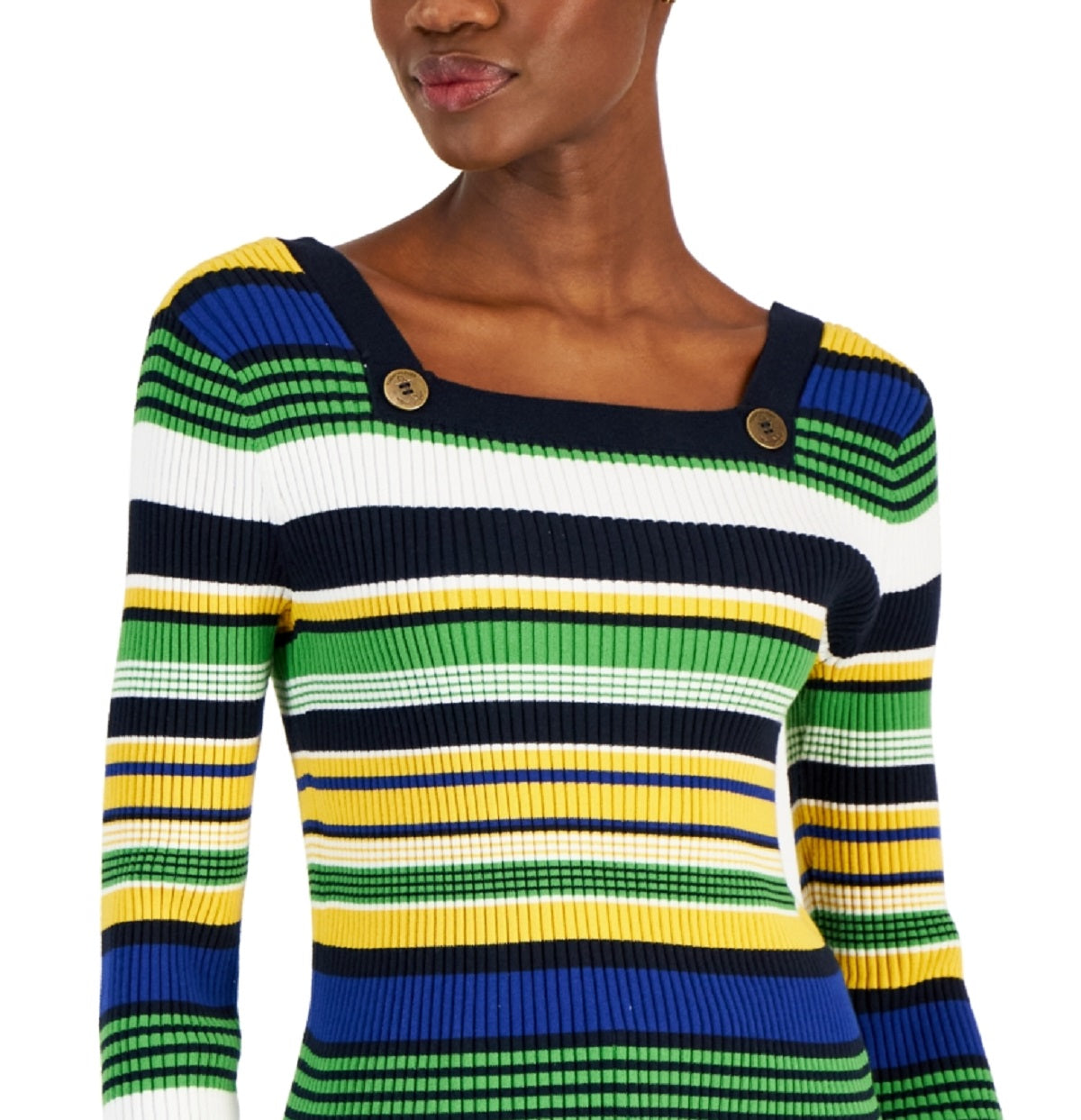 Tommy Hilfiger Women's Cotton Ribbed Sweater Yellow Size X-Large