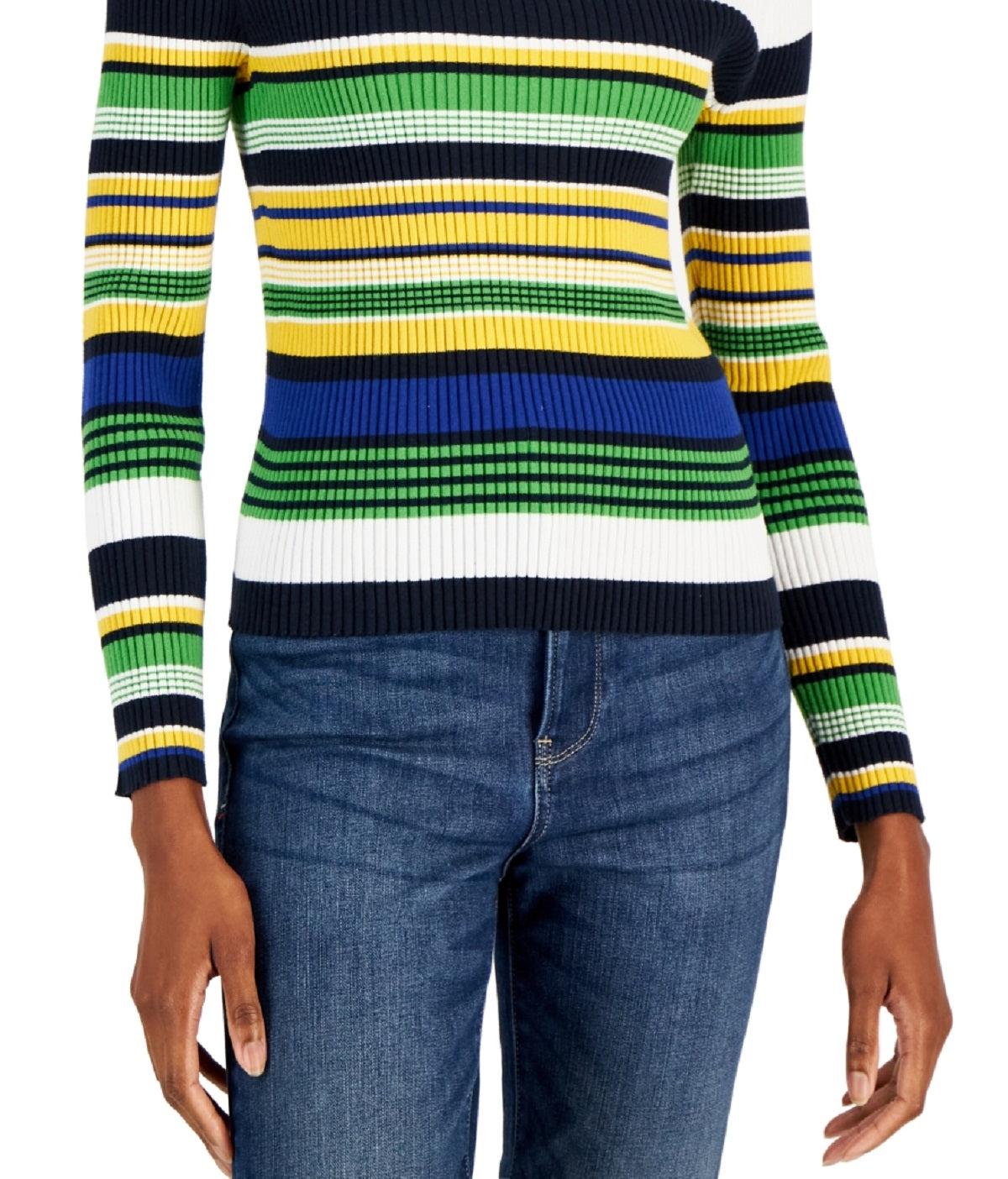 Tommy Hilfiger Women's Cotton Ribbed Sweater Yellow Size X-Large