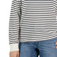 Tommy Hilfiger Women's Long Sleeve Striped Boxy Henley Top White