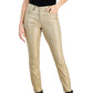 Tommy Hilfiger Women's Tribeca Skinny Leg Ankle Metallic Jeans Yellow