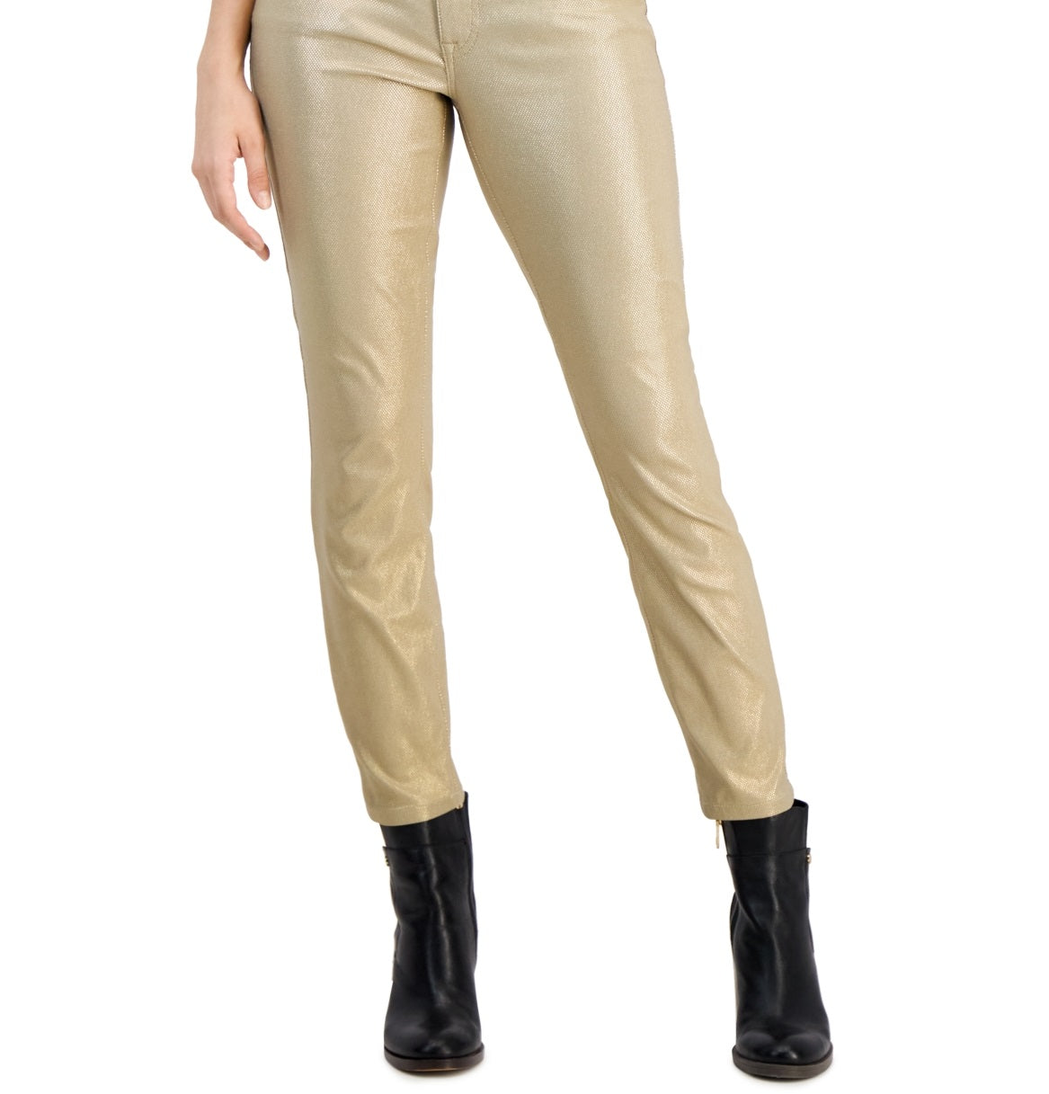 Tommy Hilfiger Women's Tribeca Skinny Leg Ankle Metallic Jeans Yellow