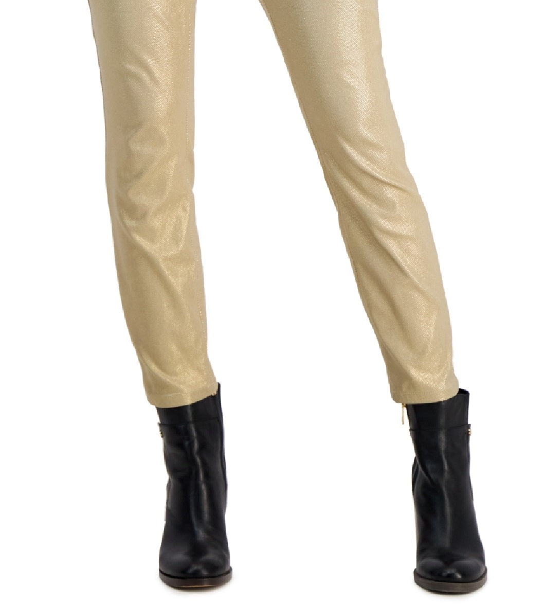 Tommy Hilfiger Women's Tribeca Skinny Leg Ankle Metallic Jeans Yellow