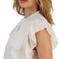 Tommy Hilfiger Women's Ruffle Sleeve Metallic Dot Top Brown Size Medium