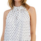 Tommy Hilfiger Women's Printed Sleeveless Peplum Hem Top White