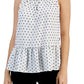 Tommy Hilfiger Women's Printed Sleeveless Peplum Hem Top White