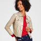 Tommy Hilfiger Women's Foil Cropped Trucker Jacket Yellow Size Medium