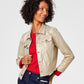 Tommy Hilfiger Women's Foil Cropped Trucker Jacket Yellow Size Medium