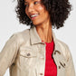 Tommy Hilfiger Women's Foil Cropped Trucker Jacket Yellow Size Medium