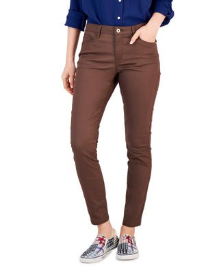 Tommy Hilfiger Women's Zippered Pocketed Skinny Jeans Brown Size 16