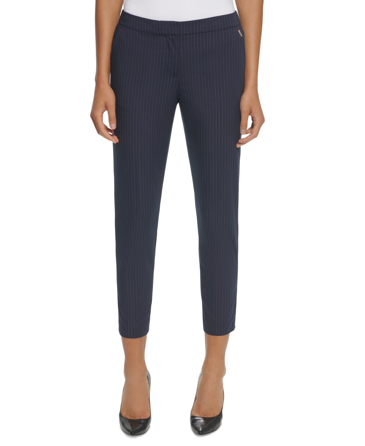 Tommy Hilfiger Women's Pinstriped Sloane Pants Blue Size 14