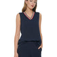 Tommy Hilfiger Women's Sleeveless Bubble Crepe Iconic Top Blue Size X-Large