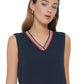 Tommy Hilfiger Women's Sleeveless Bubble Crepe Iconic Top Blue Size X-Large