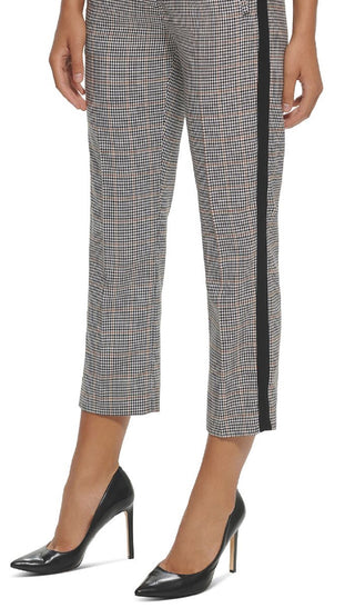 Tommy Hilfiger Women's Printed Side Striped Straight Leg Pants Black Size 12