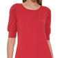 Tommy Hilfiger Women's Elbow Sleeve Pleated-Shoulder Top Red Size Large