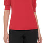 Tommy Hilfiger Women's Elbow Sleeve Pleated-Shoulder Top Red Size Large