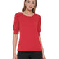 Tommy Hilfiger Women's Elbow Sleeve Pleated-Shoulder Top Red Size Large