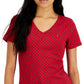 Tommy Hilfiger Women's Cotton Foulard Printed V Neck Top Red Size X-Small