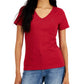 Tommy Hilfiger Women's Cotton Foulard Printed V Neck Top Red Size X-Small