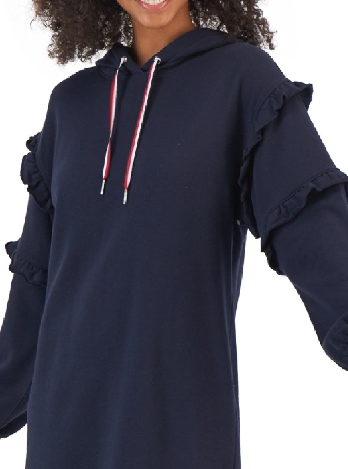 Tommy Hilfiger Women's Ruffle Sleeve Sweatshirt Dress Blue Size X-Large