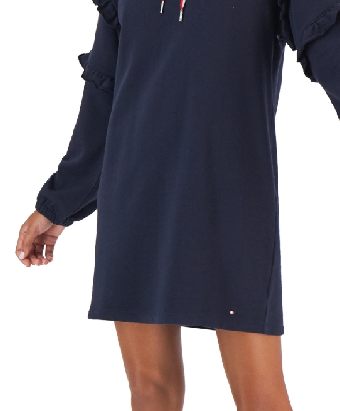 Tommy Hilfiger Women's Ruffle Sleeve Sweatshirt Dress Blue Size Large