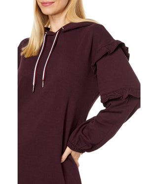 Tommy Hilfiger Women's Ruffle Sleeve Sweatshirt Dress Red Size Medium
