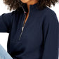 Tommy Hilfiger Women's 1/2 Zip Solid Cropped Sweatshirt Blue Size Medium