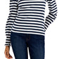 Tommy Hilfiger Women's Striped Smocked Cuff Top Blue Size Large
