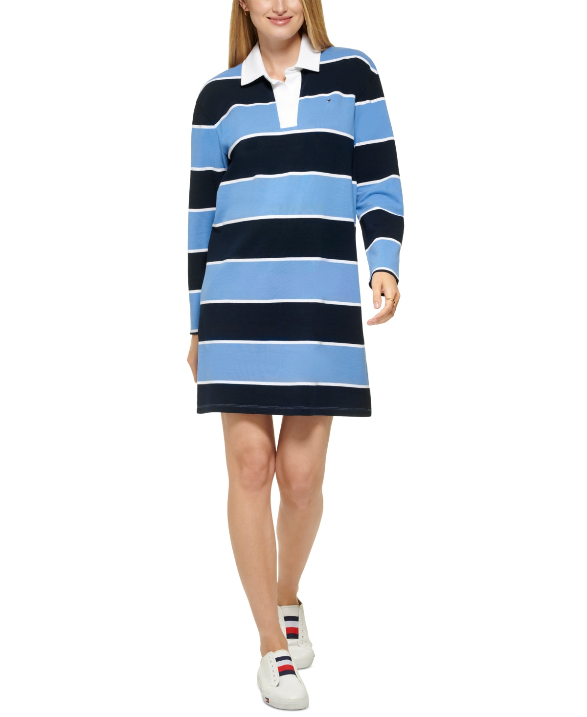 Tommy Hilfiger Women's Rugby Collared Dress Blue Size Large