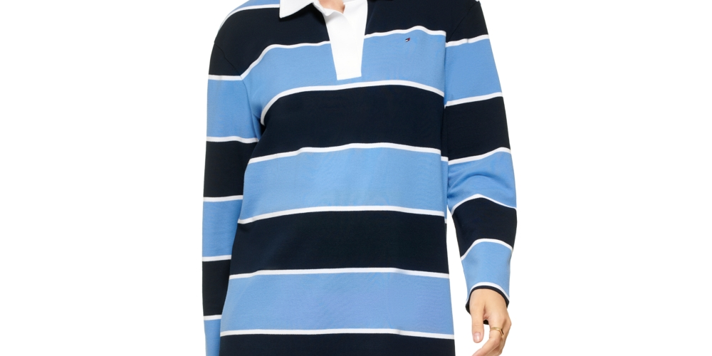 Tommy Hilfiger Women's Rugby Collared Dress Blue Size Large